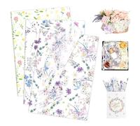 Larcenciel Papier Cadeau, 60 Feuilles Papier de Soie Fleuriste Vintage Botanique, 3 Dessins de Soie Emballage Coloré Fleur Sauvage Craft Pour les Fêtes, Party, Anniversaires, Mariage, 50x35 cm