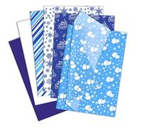 Larcenciel Papier Cadeau Noël, 60 Feuilles Papier de Soie Blanc et Bleu, Emballage Flocon de Neige Bonhomme de Neige Parfait pour Hiver, Hanukkah, Nouvel An, Festivals, Christmas, 50x35 cm