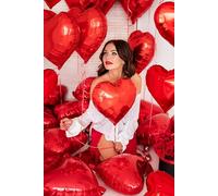 Larchio Lot de 50 ballons rouges en forme de cœur de 25,4 cm pour Saint-Valentin, mariage, fiançailles, décoration de fête