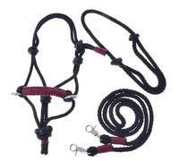 LarDen Hobby Horse Accessoires - Ensemble de Corde | Licol avec Rênes & Collier pour Cheval Bâton | GR. M - Bordeaux | Fait à la Main | Hobby Horsing | Tête de Cheval Réaliste à Bâton à Chevaucher