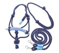 LarDen Hobby Horse Accessoires - Ensemble de Corde | Licol avec Rênes & Collier pour Cheval Bâton | GR. S - Bleu foncé | Fait à la Main | Hobby Horsing | Tête de Cheval Réaliste à Bâton à Chevaucher