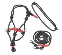 LarDen Hobby Horse Accessoires - Ensemble de Corde | Licol avec Rênes & Collier pour Cheval Bâton | Gr. S - Spark - Noir + Rouge | FAIT à la MAIN | Hobby Horsing | Tête de Cheval Réaliste à Chevaucher