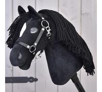 LarDen Hobby Horse Cloony | Cheval Bâton avec Licol Noir - Grandeur M | Tête de Cheval à Bâton à Chevaucher | Fait à la Main avec Accessoire | pour Petits et Grands Enfants | Hobby Horse Réaliste