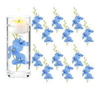 LARDUX ARDUX Lot de 12 fleurs artificielles pour bougies flottantes - Orchidée bleue - Décoration de centre de table, fête de mariage, maison, bar, restaurant (bleu)