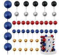 LARDUX Lot de 45 décorations de gâteaux en forme de boule - Mini ballons pour fête d'anniversaire, fête prénatale, mariage - Rouge, noir, bleu
