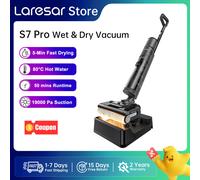 Laresar S7 Pro Aspirateur Sans Fil Solide et Liquide, Balai, Nettoyage Lay-Flat, Séchage Rapide 5 Min, Auto-Nettoyage 80°C, Aspiration 19000 Pa, Anti-Enchevêtrement, 50 Min Autonomie, Lave-Sol pour La