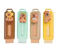 LaresDay Capybara Lot de 4 gommes rétractables avec 4 recharges de gomme, avec recharges, pour enfants et étudiants, fournitures scolaires amusantes