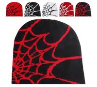 LaresDay Harajuku Y2K Casquette - Spider Web MEA Culpa Print Bonnet en coton unisexe pour la mode urbaine Rose, Noir/rouge, S-L
