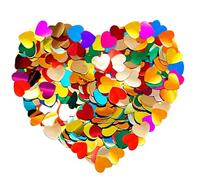 LaresDay Lot de 100 g de confettis en aluminium de 15 mm : cœurs, étoiles et cercles pailletés - Décoration de table brillante pour mariage, anniversaire, fête prénatale - Réutilisables - Avec fond de