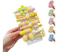 LaresDay Lot de 14 jolies barrettes à cheveux pour filles avec fleurs, fruits et animaux, clips métalliques antidérapants, jaunes