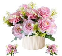 LaresDay Lot de 2 bouquets de pivoines artificielles en soie pour décoration de mariage, fête, décoration florale, arrangement de table, maison et cuisine (rose)