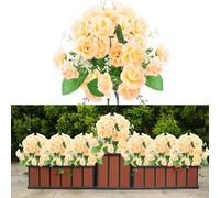 LaresDay Lot de 2 bouquets de roses artificielles (30 tiges) - Fleurs artificielles de qualité supérieure, résistantes aux intempéries et aux UV pour balcon, terrasse, jardin intérieur et extérieur