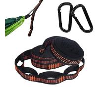LaresDay Lot de 2 cordes de fixation pour hamac, 2 m x 2,5 cm, avec 2 mousquetons lourds, sangles de fixation pour hamac avec 6 boucles, balançoire, pour camping et extérieur