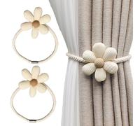 LaresDay Lot de 2 embrasses de rideaux magnétiques élégantes avec crochets en métal pour rideaux, décoration pour la maison et le bureau (beige)