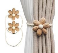 LaresDay Lot de 2 embrasses de rideaux magnétiques élégantes avec crochets en métal pour rideaux, décoration pour la maison et le bureau (couleur café)
