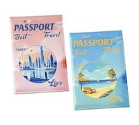 LaresDay Lot de 2 étuis de passeport tendance en cuir synthétique avec étiquette de bagage, étui de passeport avec bloc pour cartes de crédit, cartes d'identité, documents de voyage, accessoires de