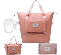 LaresDay Lot de 2 grands sacs de voyage : un grand sac de sport et une trousse de maquillage transparente pour homme et femme | Pliable, imperméable avec compartiment à chaussures | Idéal pour les