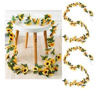 LaresDay Lot de 2 guirlandes de tournesols artificiels à 26 têtes - Fleurs en soie à suspendre pour mariage, maison, jardin et bureau, fête, hôtel, décoration de table, guirlande de fleurs