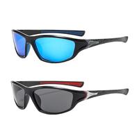 LaresDay Lot de 2 paires de lunettes de soleil de sport pour homme - Polarisées - Protection UV400 - Pour cyclisme, ski, golf, pêche, randonnée