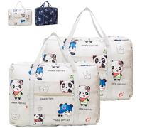 LaresDay Lot de 2 sacs de voyage pliables 44 x 32 x 14 cm - Grand bagage à main et sac de rangement étanche pour vacances, camping, sport, déménagements, vêtements, linge de lit, Forme panda, Fashion