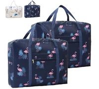 LaresDay Lot de 2 sacs de voyage pliables 44 x 32 x 14 cm - Grand bagage à main et sac de rangement étanche pour vacances, camping, sport, déménagements, vêtements, linge de lit, rose, Fashion