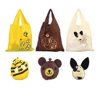 LaresDay Lot de 3 sacs à provisions pliables réutilisables avec motif adorable ours et abeille - Sac de transport pour courses, voyage, rangement