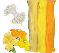 LaresDay Lot de 300 fleurs - Kit de bricolage - Nettoyeur de pipes roses et jaunes pour le bricolage avec 300 étamines blanches - Pipe Cleaner pour fleurs, animaux et figurines - Pour enfants, adultes
