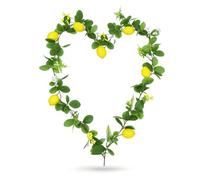 LaresDay Lot de 48 guirlandes de citrons artificielles - 200 cm - Décoration de citron jaune avec feuilles vertes - Guirlande méditerranéenne à suspendre pour porte, fenêtre et mariage