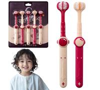 LaresDay Lot de 5 brosses à dents manuelles pour enfants, à trois côtés, extra douces, pour un nettoyage en douceur et un soin des gencives, rose