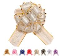 LaresDay Lot de 5 nœuds décoratifs réutilisables avec feuille dorée pour emballage cadeau, voiture de mariage et décoration de voiture - Pour mariage, fête, pendaison de crémaillère (blanc)