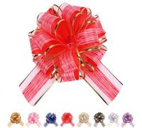 LaresDay Lot de 5 nœuds décoratifs réutilisables avec feuille dorée pour emballage cadeau, voiture de mariage et décoration de voiture - Pour mariage, fête, pendaison de crémaillère (rouge)
