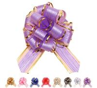 LaresDay Lot de 5 nœuds décoratifs réutilisables avec feuille dorée pour emballage cadeau, voiture de mariage et décoration de voiture - Pour mariage, fête, pendaison de crémaillère (violet)