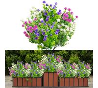 LaresDay Lot de 6 paquets de fleurs artificielles pour balcon, résistantes aux UV, aux intempéries, pour jardinière de balcon, intérieur et extérieur, 3 couleurs