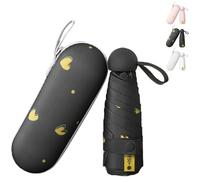 LaresDay Parapluie avec motif cœur - Mini parapluie compact avec housse de protection, léger et portable pour homme et femme (petit, mignon, élégant), Noir