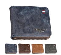 LaresDay Portefeuille en cuir pour homme - Format paysage - Avec rabat - Protection RFID et 6 compartiments pour cartes - Dimensions : 12 x 9,5 x 2,5 cm, Bleu foncé 01, L, Classique
