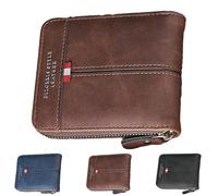 LaresDay Portefeuille en cuir pour homme - Format paysage - Avec rabat - Protection RFID et 6 compartiments pour cartes - Dimensions : 12 x 9,5 x 2,5 cm, Couleur café., L, Classique