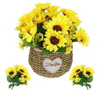 LaresDay Tournesols artificiels jaunes - 13 fleurs par bouquet - 2 tiges = 1 lot - Grand, réaliste et résistant aux intempéries - Bouquet décoratif pour jardin, fleurs artificielles en plastique de