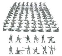Larfraecy 100Pcs Figurines de Mini-Soldats,Ensemble de Jouets Militaires,Petit Soldat Plastique Militaire Jouet Figurine d'action Jouet de Soldats pour Les garçons de 3 Ans et Plus (Argent)