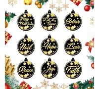Larfraecy 27Pcs Pendentifs Ronds en Bois Noir,Décorations suspendues pour Sapin de Noël pour l'artisanat de Bricolage et la décoration intérieure,Décorations de Sapin de Noël