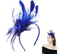 Larfraecy Bonnet Exquis Coiffe De MariéE RéTro éLéGantes Beauty Fascinator Cheveux Clip Chapeau Plume FêTe De Thé,Mariage,Cocktail Prom,Tea Party Halloween Party Pour Fille Et Femmes (Bleu)
