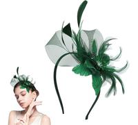 Larfraecy Bonnet Exquis Coiffe De MariéE RéTro éLéGantes Beauty Fascinator Cheveux Clip Chapeau Plume FêTe De Thé,Mariage,Cocktail Prom,Tea Party Halloween Party Pour Fille Et Femmes (Vert clair)