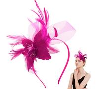 Larfraecy Bonnet Exquis Coiffe De MariéE RéTro éLéGantes Beauty Fascinator Cheveux Clip Chapeau Plume FêTe De Thé,Mariage,Cocktail Prom,Tea Party Halloween Party Pour Fille Et Femmes (Rose)