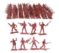 Larfraecy Ensemble de Jeu Militaire de 100Pcs Soldat Militaire Jouet Soldats en Plastique Figurines Militaires et Accessoires d'Équipement d'Arme pour Combat Militaires Petits Soldats (Rouge)