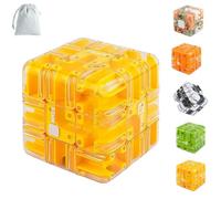 Large 3D Labyrinth Cube Puzzle - Magic Maze Ball Brain Teaser Toy, Spatial Logic Puzzle for Stress Relief & Focus, Educational Gift for Adults & Teens (Yellow)