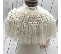 Large 6 cm ruban à franges couture dentelle blanche beige tissu kintté perlé accessoires artisanaux faits à la main-E 14 cm-1 mètre