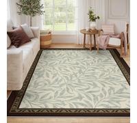 Large 60x90 Tapis Salon Feuille Saule bohème Lavable