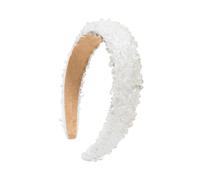 Large bandeau de perles doublé en tissu, accessoire pour cheveux avec finition ornée de pierres, pour un look de mariage quotidien, large bandeau rembourré avec embellissement de pierres perlées
