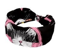 Large bandeau pour femme, extensible, épais, turban antidérapant, pour entraînement, soins de la peau, usage quotidien, chats mignons, chatons écoutant de la musique avec écouteurs