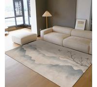 Large Beige 160x230 Grey Area Tapis for Salon Oriental Mountain Landscape Lavable carpette Soft antiderapant Floor Descente de lit Indoor Thin Accent Chambre Salle Manger Playroom Bebe Home Decor