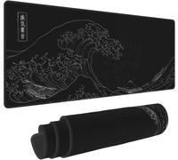 large black mouse pad cartoon pattern The Great Wave off Kanagawa painting large gaming keyboard pad XXL non-slip water resistant rubber base mouse pad desktop mouse pad full